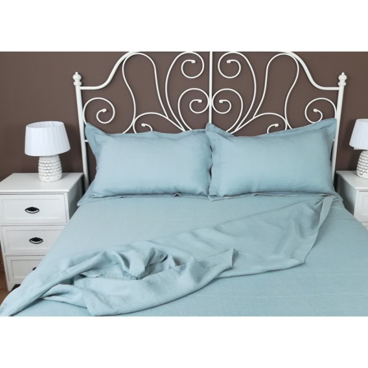 Ruffled Effect Flat Sheet Linen Atlanta Slate