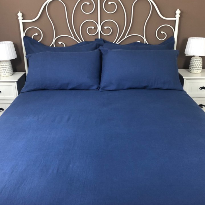 Fitted Sheet Linen Atlanta Blue