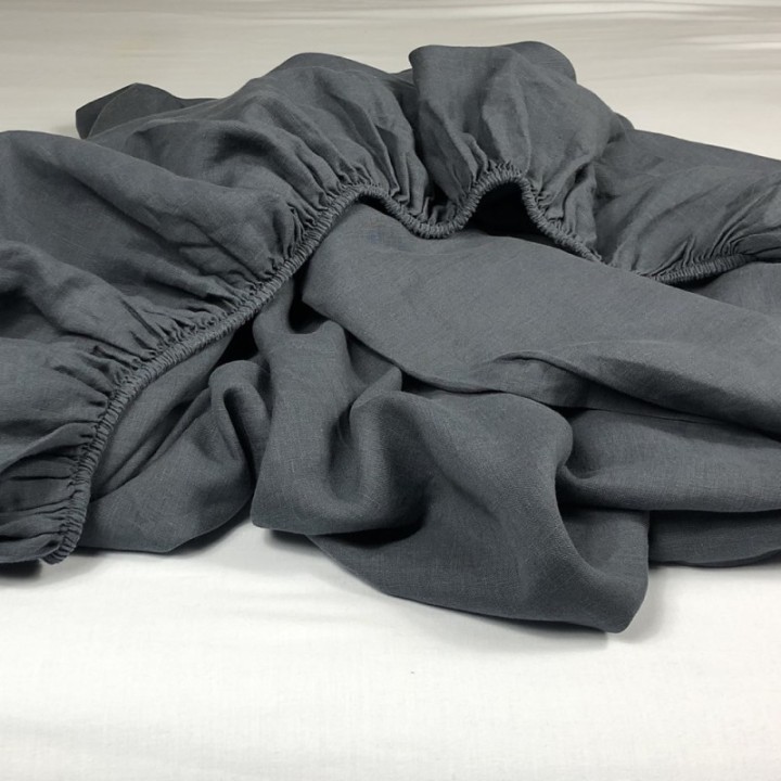 Fitted Sheet Linen Atlanta Charcoal